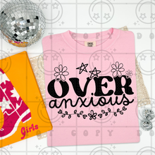 Load image into Gallery viewer, Over Anxious Flowers and Stars | Comfort Colors Tee - Mavictoria Designs Hot Press Express
