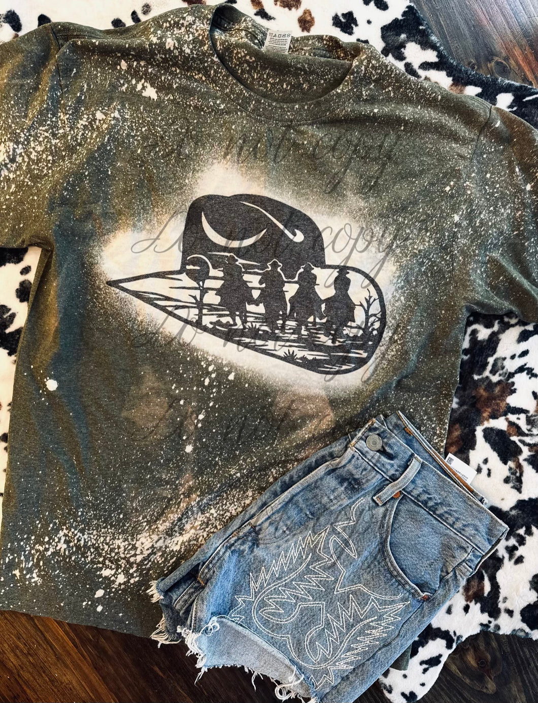 Bleached desert and cowboys graphic tee or sweatshirt graphic tee or sweatshirt - Mavictoria Designs Hot Press Express
