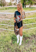 Load image into Gallery viewer, The boho bull black oversized graphic tee YOU MUST SIZE UP FOR THIS LOOK - Mavictoria Designs Hot Press Express
