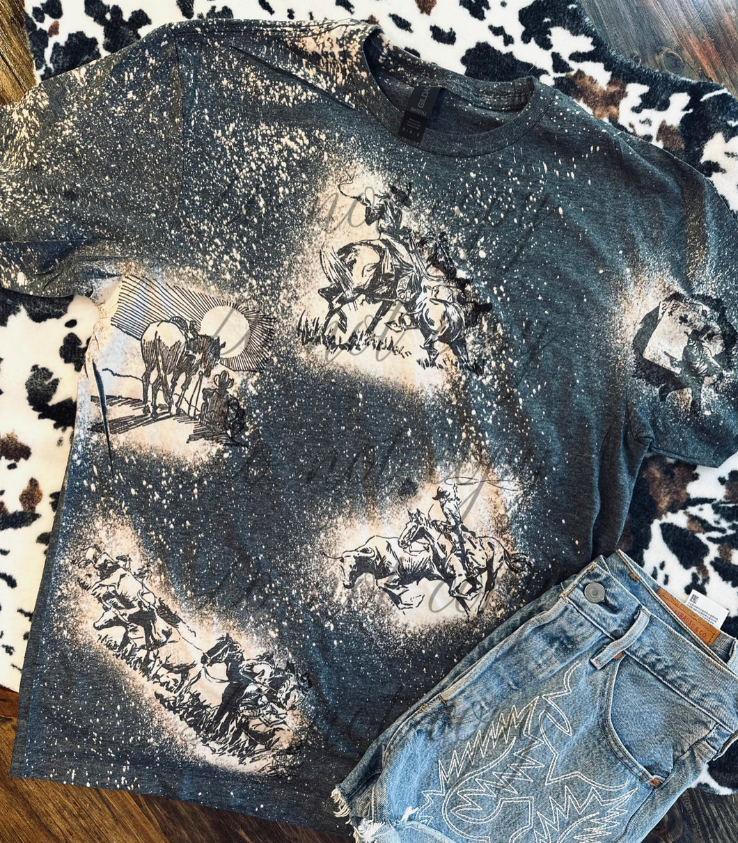 Charcoal bleached vintage patch cowboy graphic tee or sweatshirt graphic tee or sweatshirt graphic tee or sweatshirt - Mavictoria Designs Hot Press Express