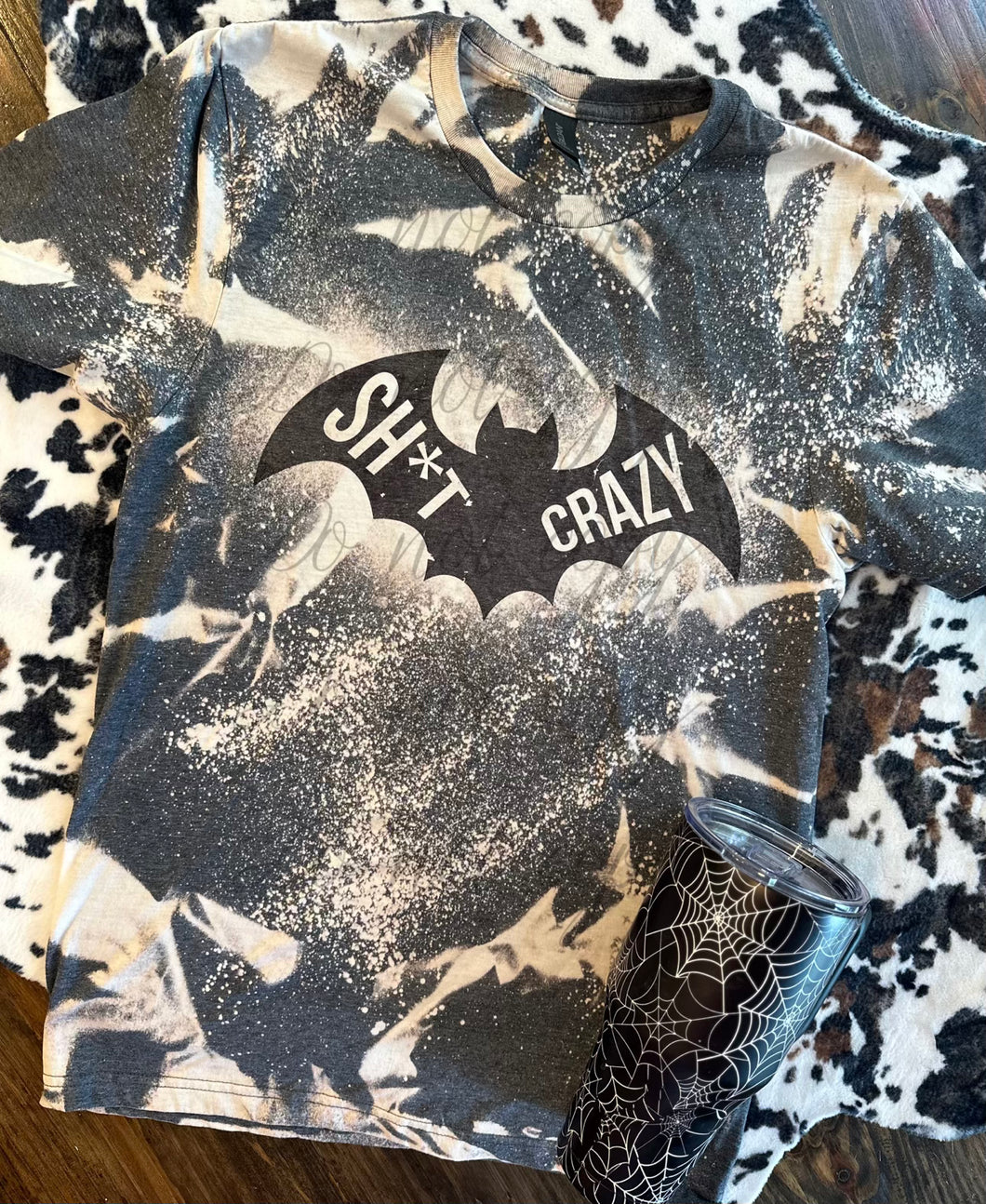 Bat sh*t crazy bleached graphic tee - Mavictoria Designs Hot Press Express