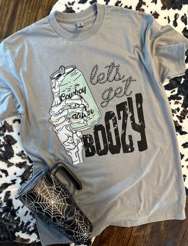 Let’s get boozy cowboy killer Halloween graphic tee - Mavictoria Designs Hot Press Express