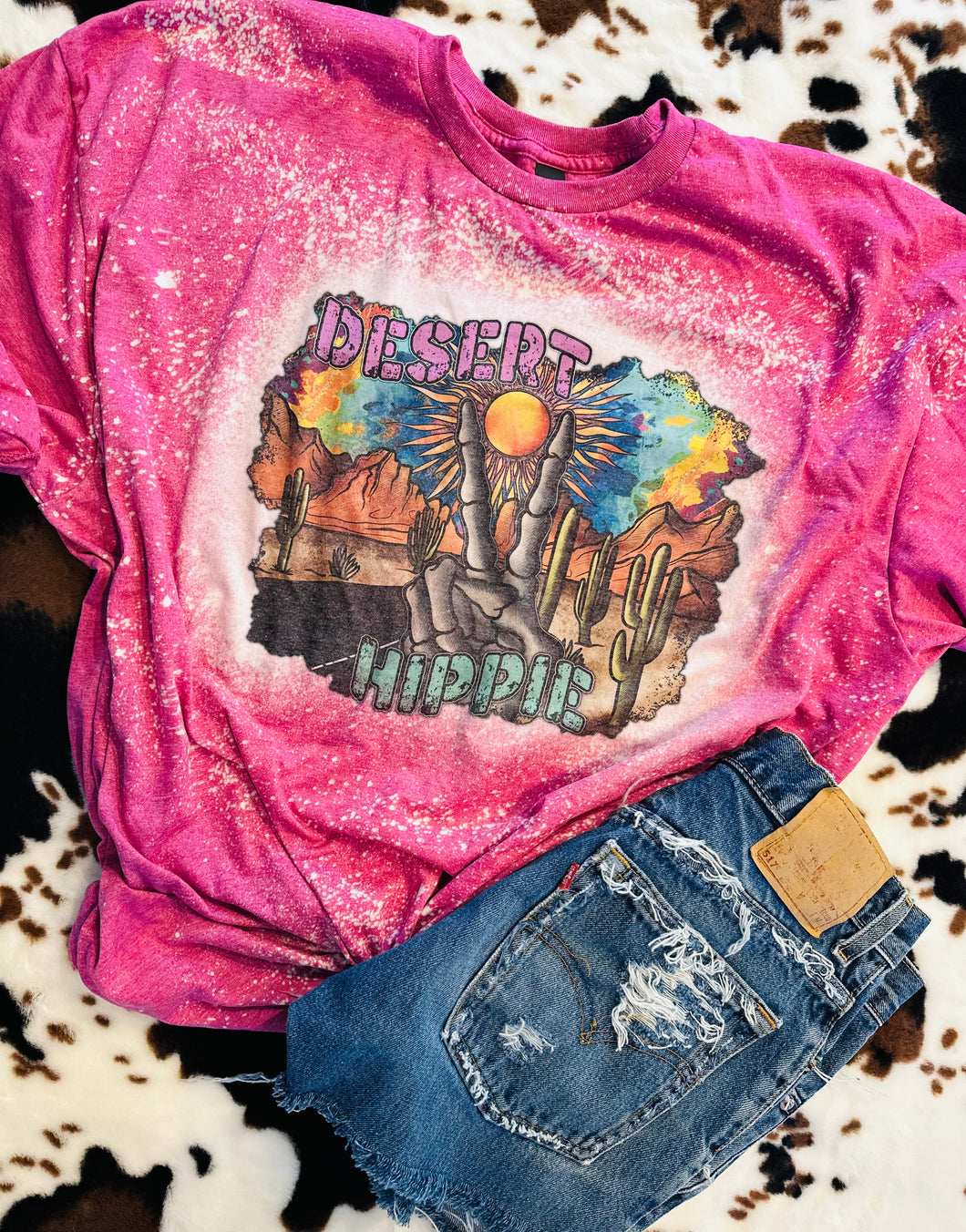 Bleached desert hippie graphic tee or sweatshirt - Mavictoria Designs Hot Press Express