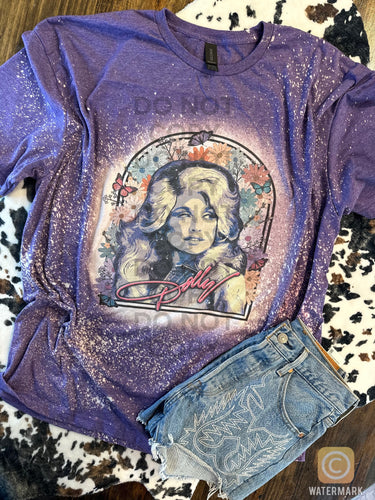 Bleached Dolly Parton floral graphic tee - Mavictoria Designs Hot Press Express