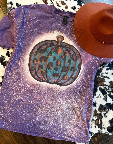 Bleached teal leopard fall pumpkin graphic tee or sweatshirt graphic tee or sweatshirt - Mavictoria Designs Hot Press Express