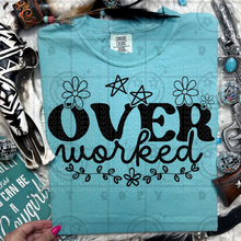 Load image into Gallery viewer, Over Worked Flowers and Stars | Comfort Colors Tee - Mavictoria Designs Hot Press Express
