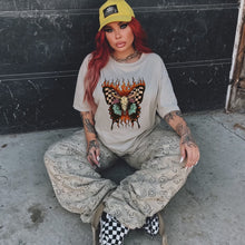 Load and play video in Gallery viewer, Burnout Butterfly on ivory comfort colors graphic tee - Mavictoria Designs Hot Press Express
