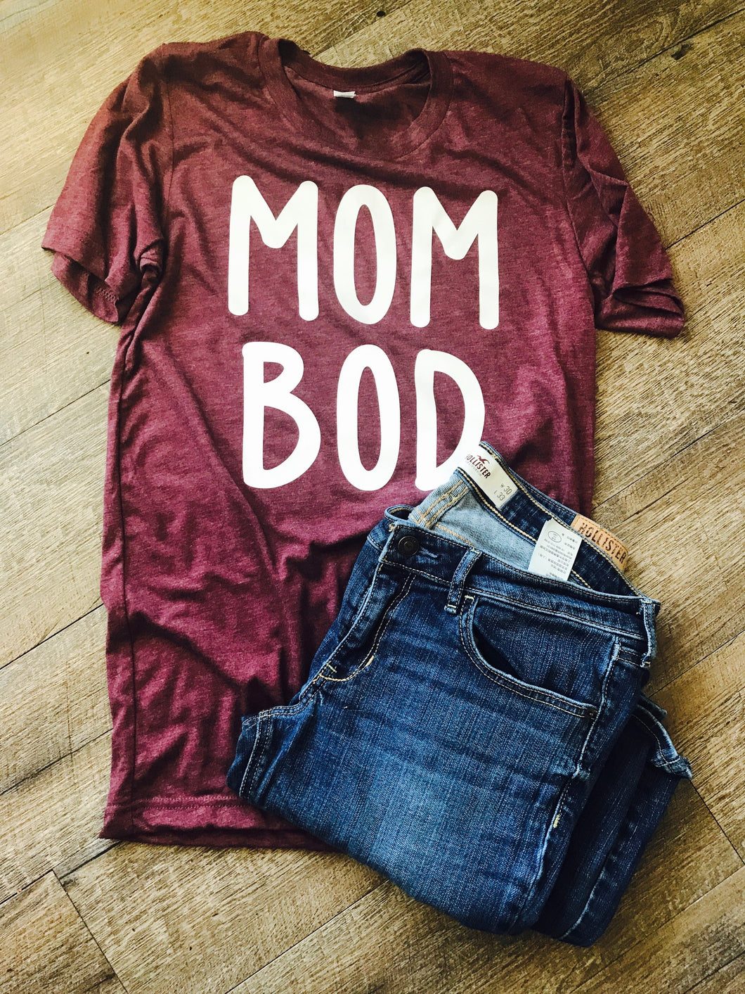 Mom Bod Short sleeve bella canvas tshirt. Heathered Maroon. - Mavictoria Designs Hot Press Express