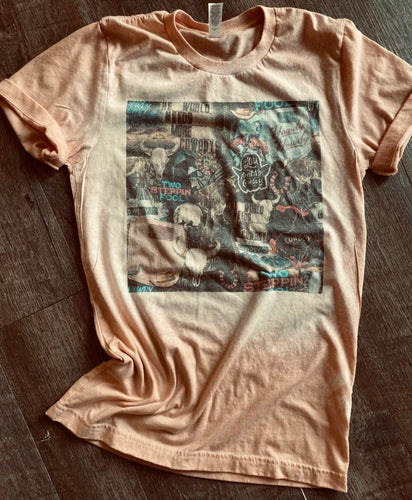Peach bleached western seamless graphic hoodie tee crew or long sleeve - Mavictoria Designs Hot Press Express