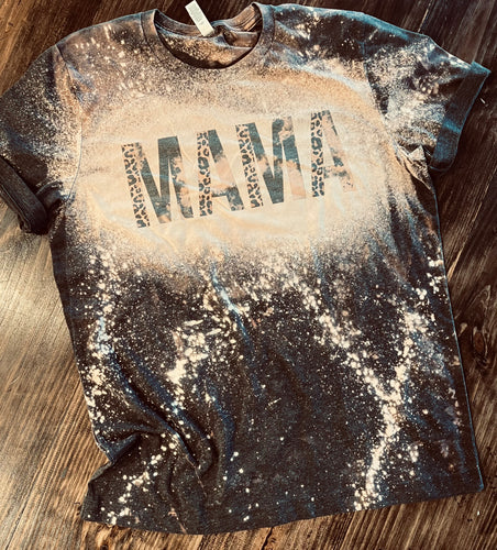 Mama leopard bleached graphic tee - Mavictoria Designs Hot Press Express