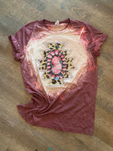 Load image into Gallery viewer, Burgundy bleached leopard pink stone // graphic tee - Mavictoria Designs Hot Press Express
