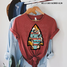 Load image into Gallery viewer, Serape sunflower cowhide arrowhead. H clay Graphic Tee. - Mavictoria Designs Hot Press Express
