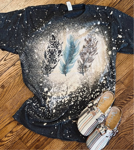 charcoal trio Feather bleached graphic tee - Mavictoria Designs Hot Press Express