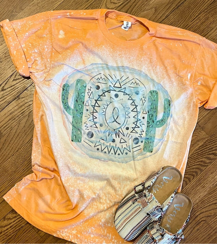 Cactus western bleached graphic tee - Mavictoria Designs Hot Press Express