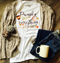 Load image into Gallery viewer, Pumpkin spice and everything nice custom white tshirt. Fall design shirt - Mavictoria Designs Hot Press Express

