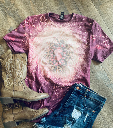 Purple bleached leopard pink stone // graphic tee - Mavictoria Designs Hot Press Express