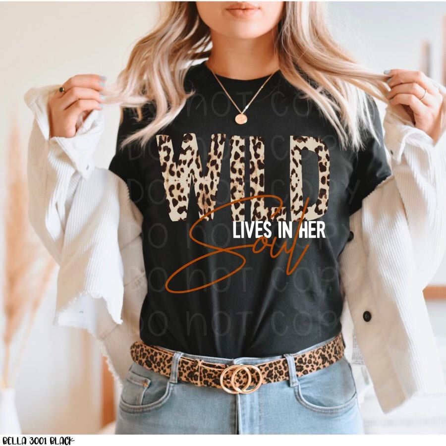 Wild lives in her soul graphic tee long sleeve crew or hoodie - Mavictoria Designs Hot Press Express