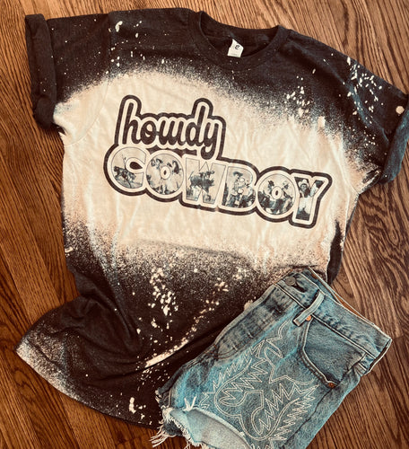 Howdy cowboy bleached graphic tee - Mavictoria Designs Hot Press Express