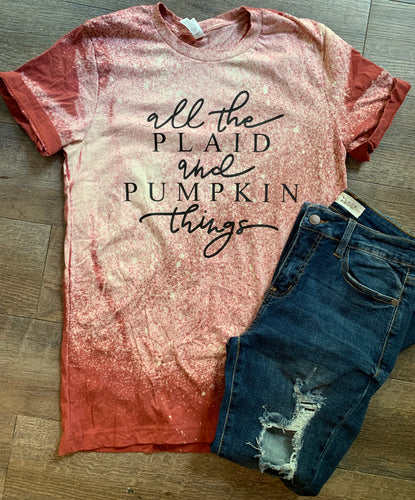 All the plaid and pumpkin things graphic tee distressed bleach - Mavictoria Designs Hot Press Express