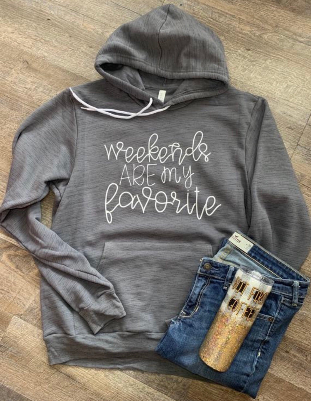Weekends are my favorite. Funny graphic hoodie. Bella canvas marbled gray. Gift. - Mavictoria Designs Hot Press Express