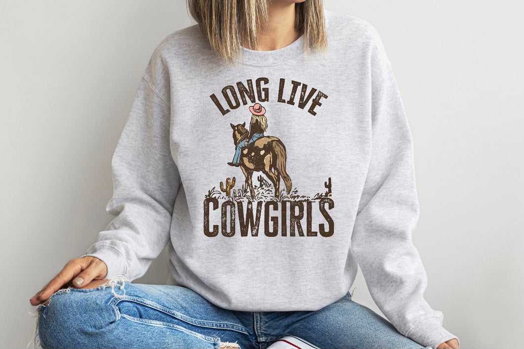 Long live cowgirls western women’s crewneck - Mavictoria Designs Hot Press Express