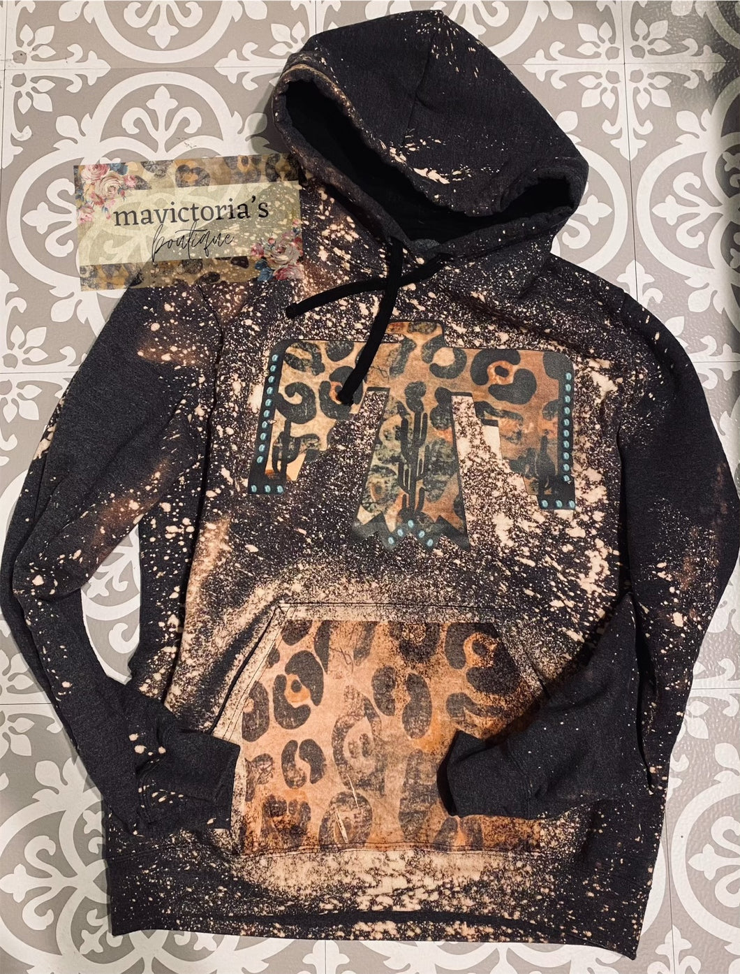 Leopard thunderbird. Leopard pocket. bleached graphic hoodie - Mavictoria Designs Hot Press Express