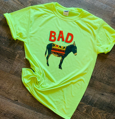 Neon bad ass donkey funny Graphic tee - Mavictoria Designs Hot Press Express