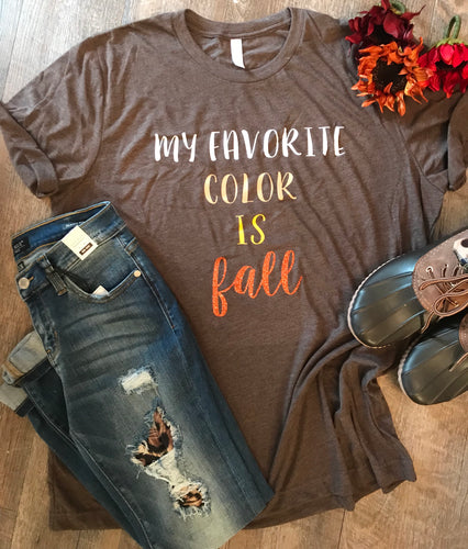 My favorite color is fall custom tee tshirt bella canvas triblend chocolate brown - Mavictoria Designs Hot Press Express