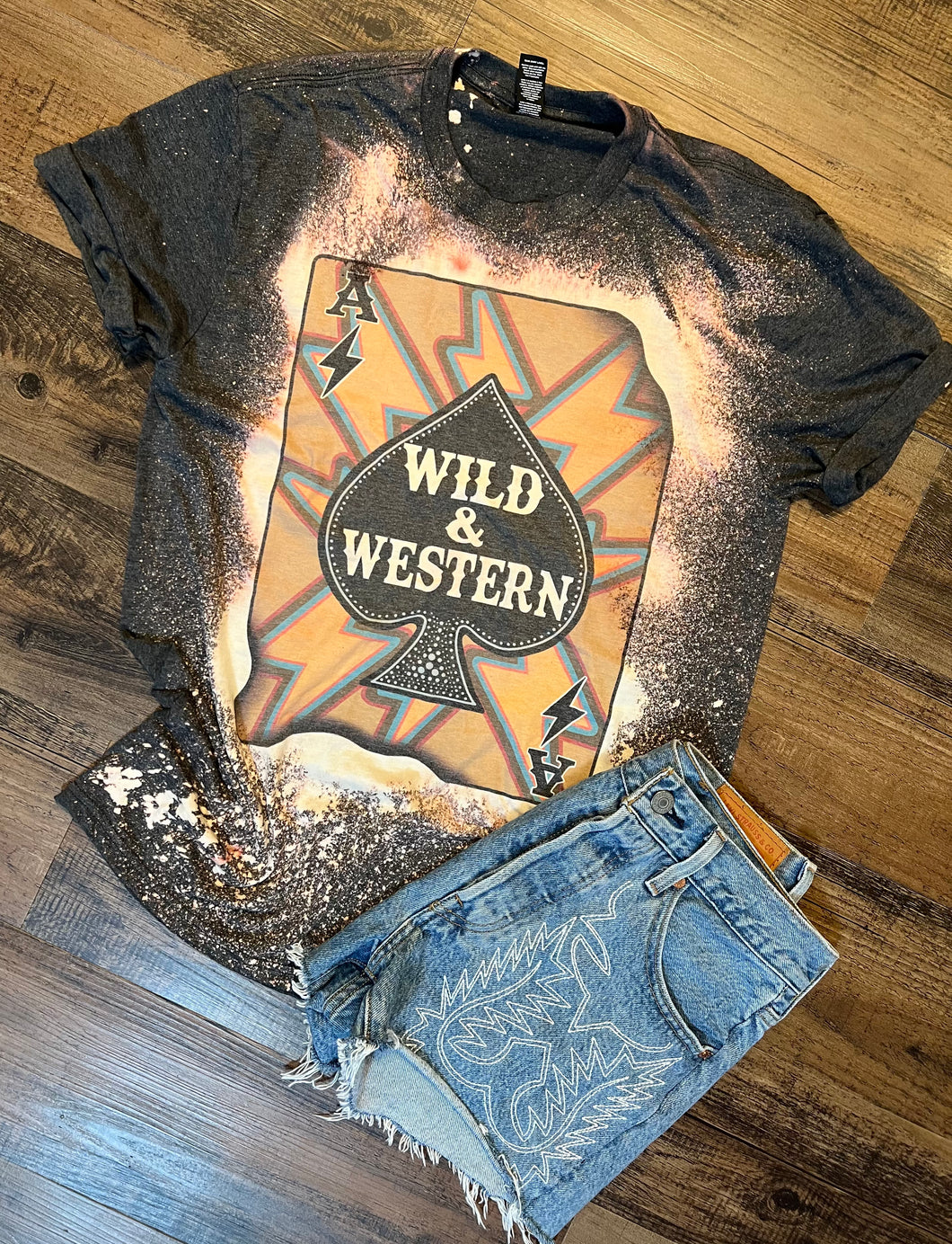 Wild and western bleached graphic tee - Mavictoria Designs Hot Press Express