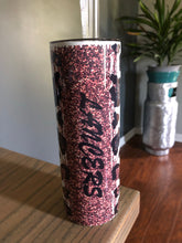 Load image into Gallery viewer, Lancers Glitter Leopard -Red 20oz full wrap tumbler w/straw - Mavictoria Designs Hot Press Express
