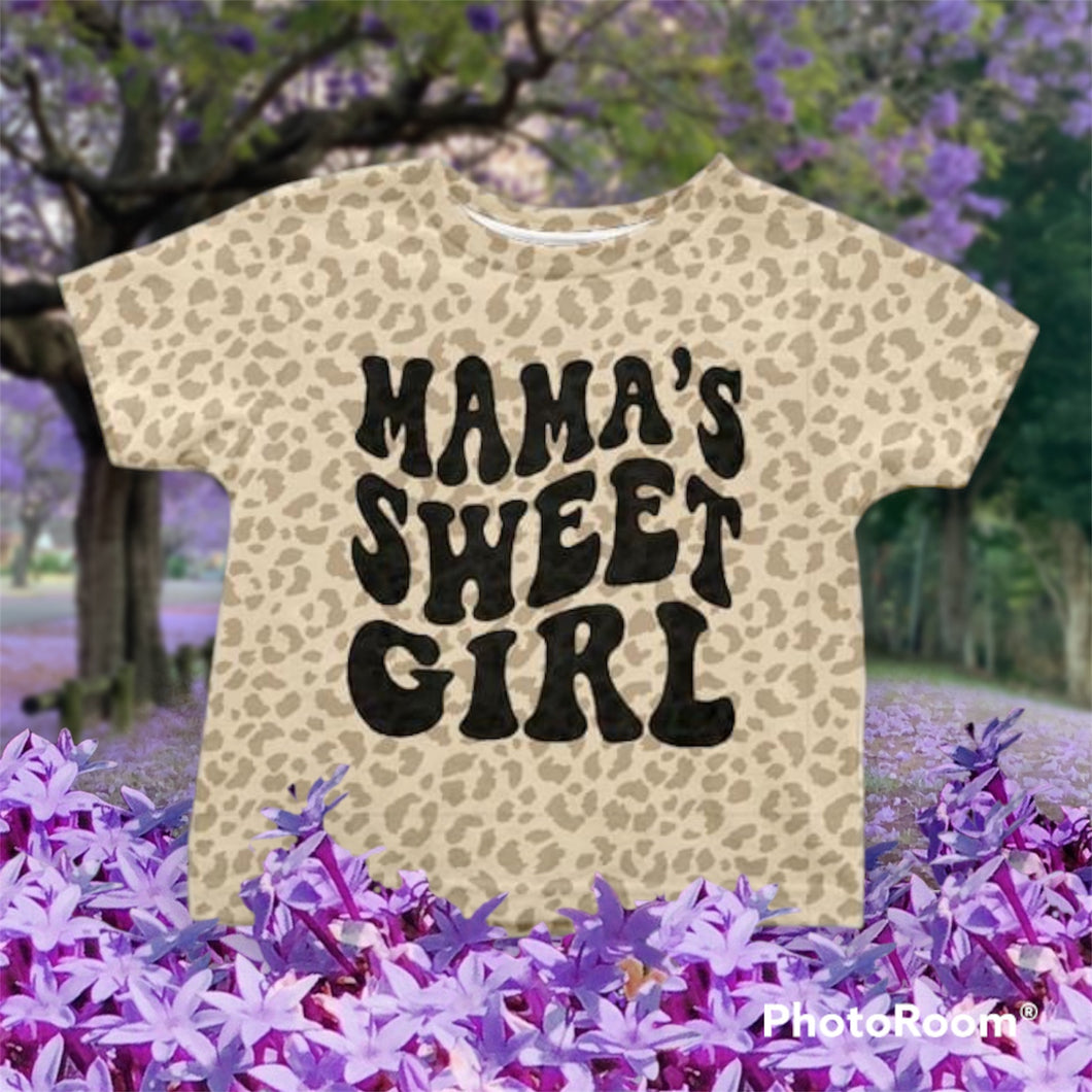 KIDS natural leopard Mama’s Sweet Girl graphic onesie or tee - Mavictoria Designs Hot Press Express