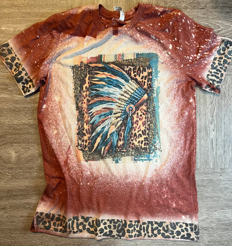 Feather head bleached with red leopard trim - Mavictoria Designs Hot Press Express