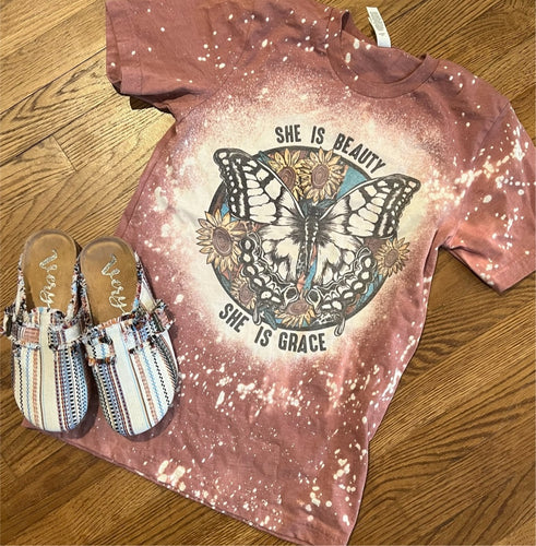 She is beauty she is grace. Bleached graphic tee. - Mavictoria Designs Hot Press Express