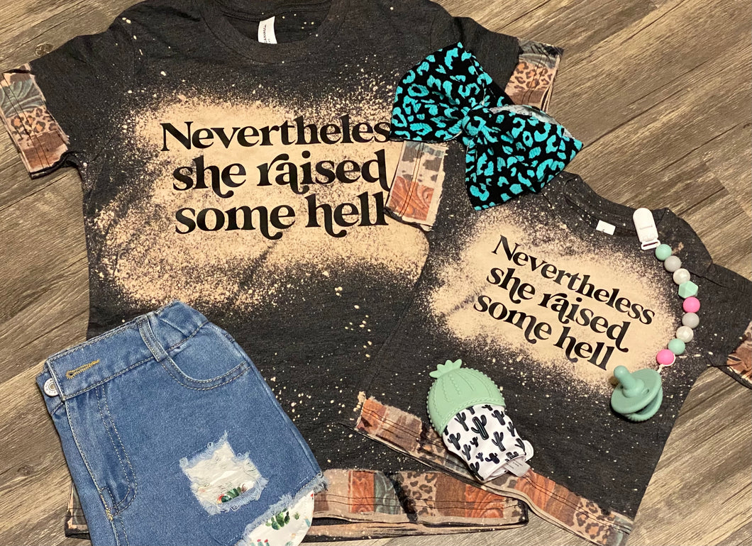 KIDS Nevertheless she raised some hell with trim. Charcoal bleached graphic onesie or tee. - Mavictoria Designs Hot Press Express