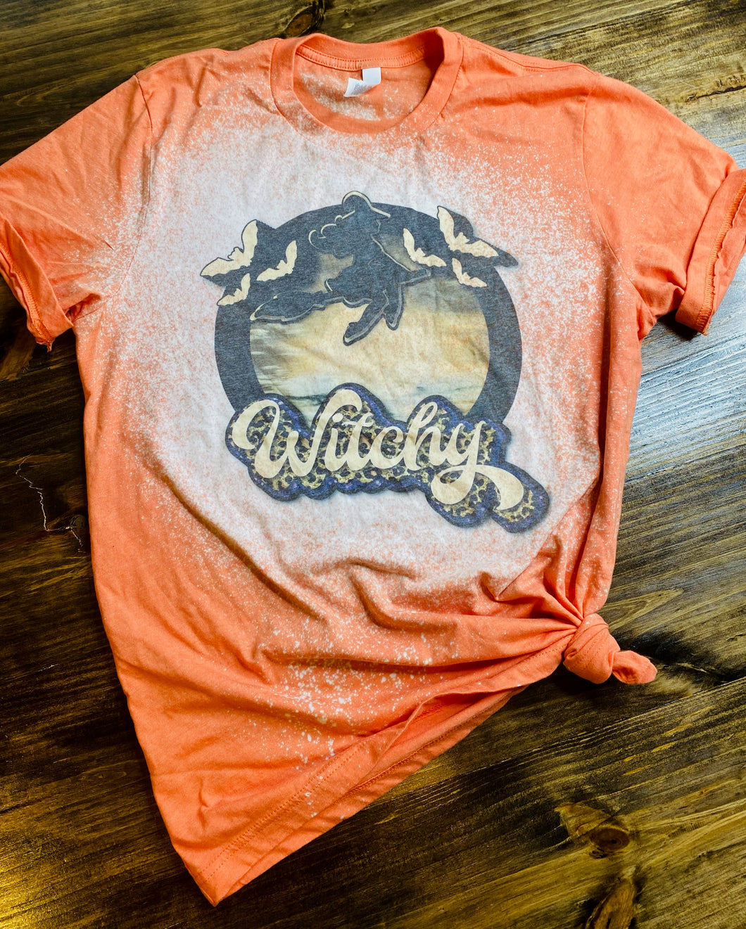 Witchy orange bleached graphic tee - Mavictoria Designs Hot Press Express