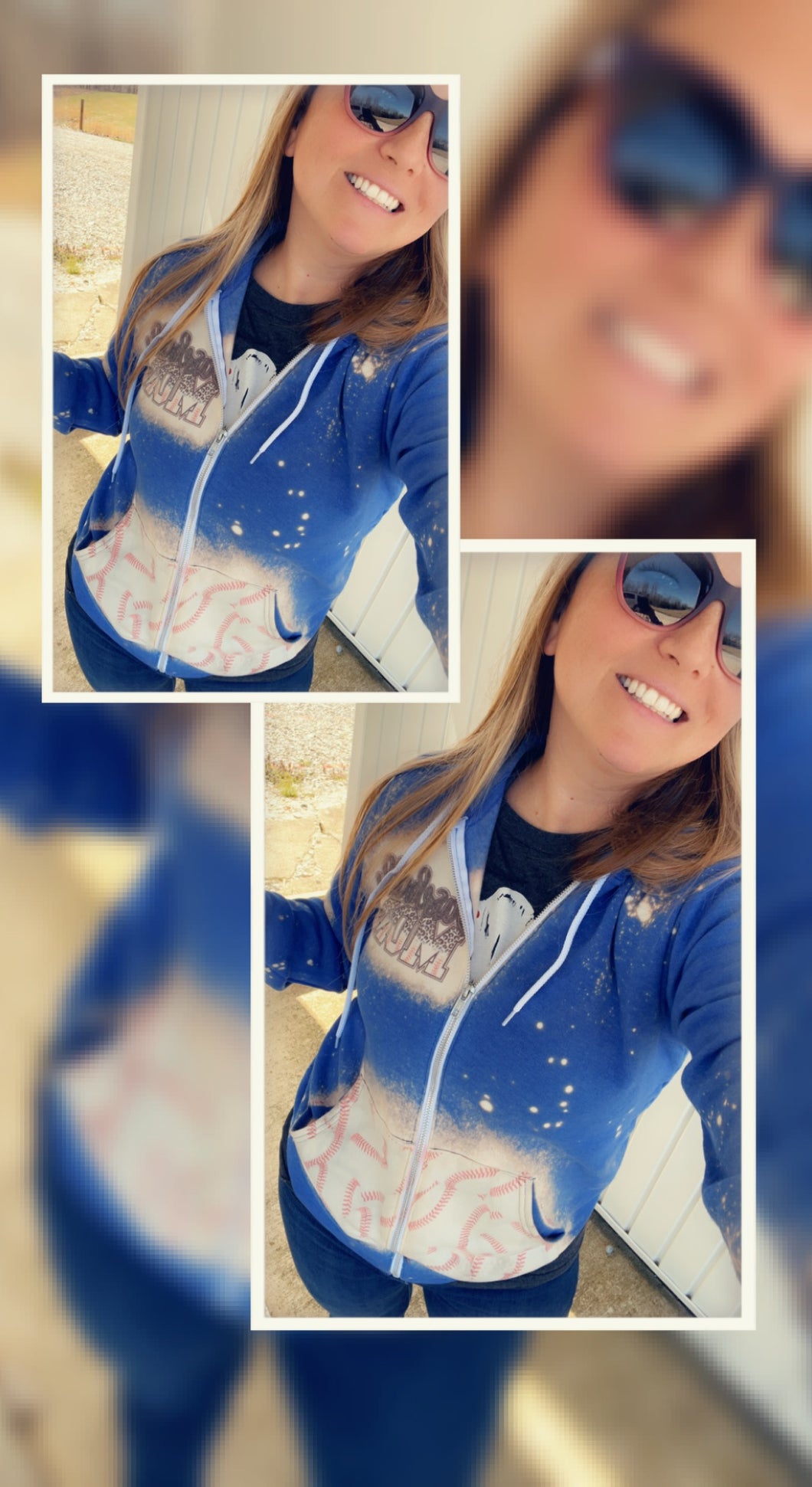 Baseball Mom Zip Up Jacket With Baseball Stitches On Sleeves And Seamless Baseball Front Pocket - Mavictoria Designs Hot Press Express
