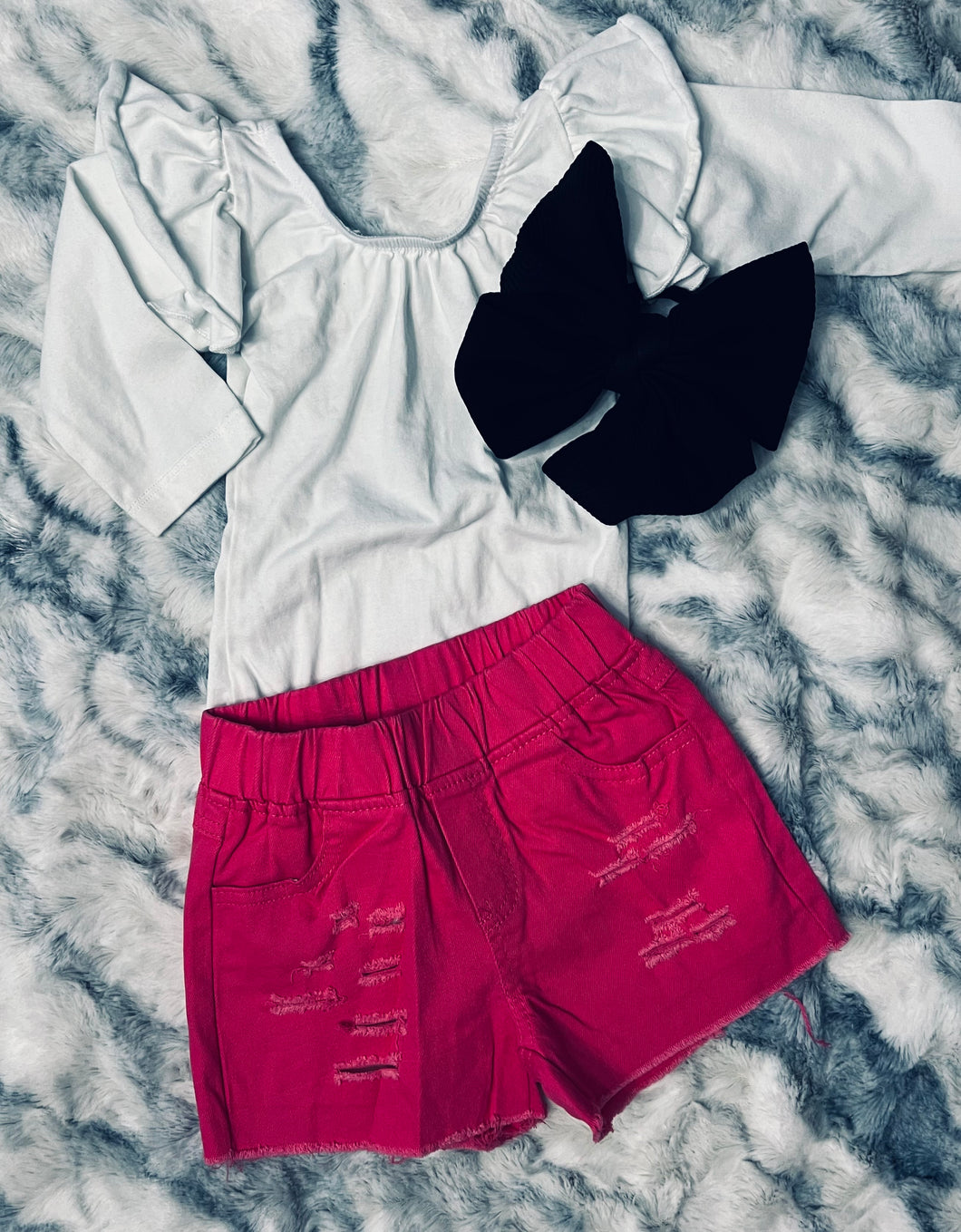 PREORDER Distressed Elastic Waist Denim Shorts - Mavictoria Designs Hot Press Express