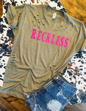 Load image into Gallery viewer, Reckless distressed western graphic tee - Mavictoria Designs Hot Press Express
