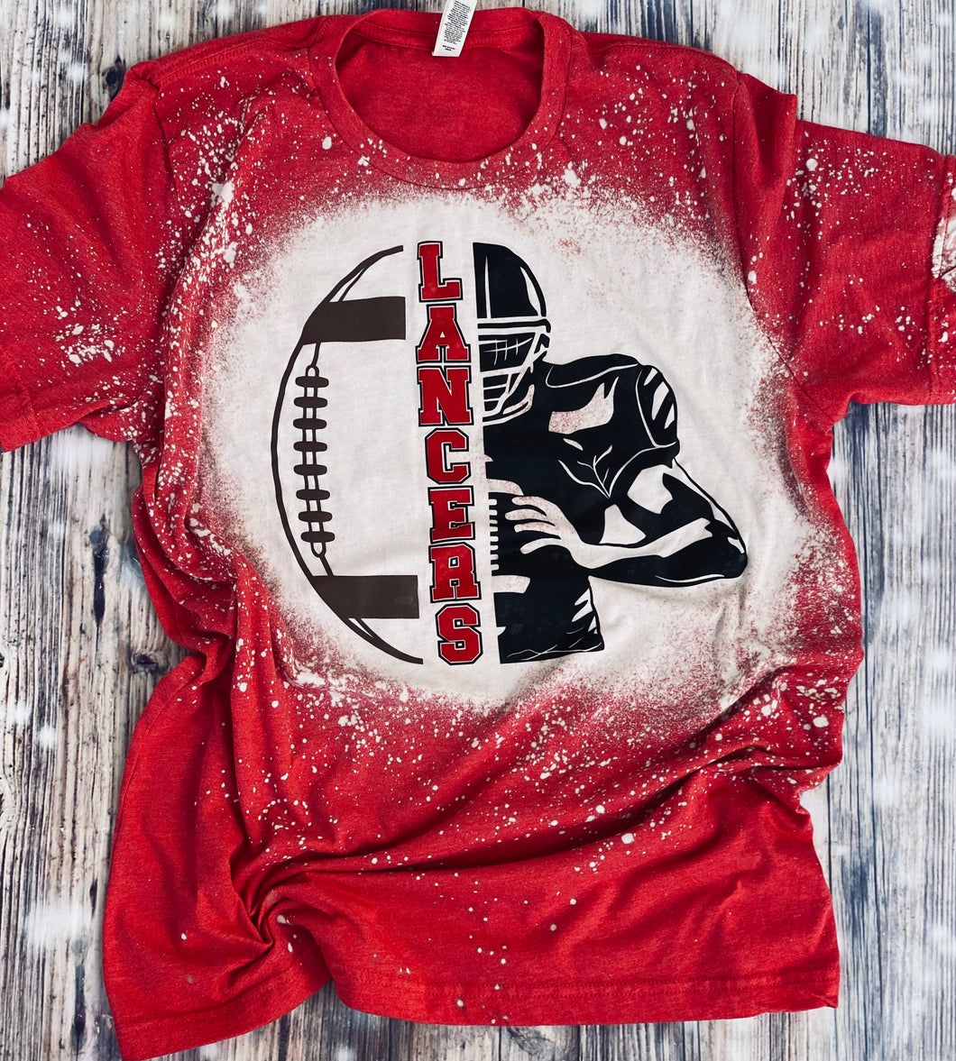 Lancers Football Player Split red bleached graphic tee - Mavictoria Designs Hot Press Express