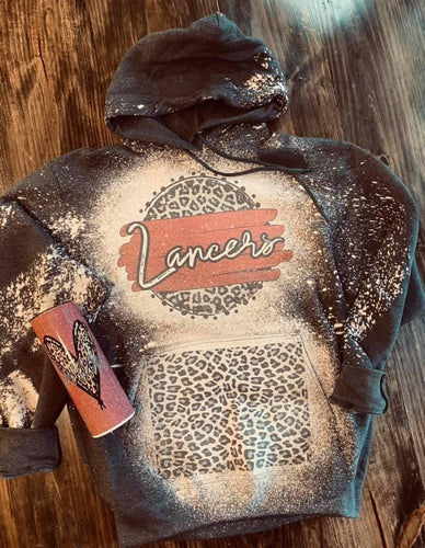 Lancers. Leopard pocket. bleached graphic hoodie - Mavictoria Designs Hot Press Express