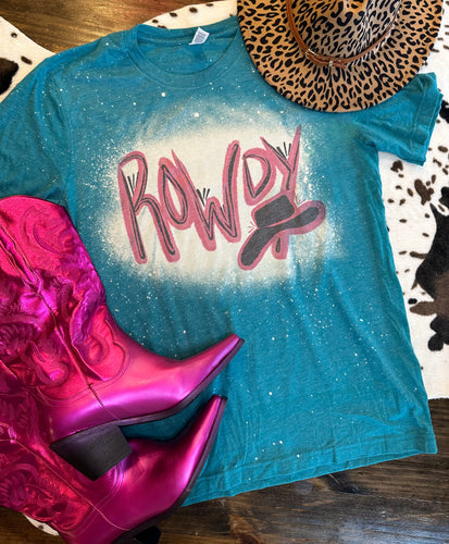 Rowdy pink western bleached graphic tee - Mavictoria Designs Hot Press Express