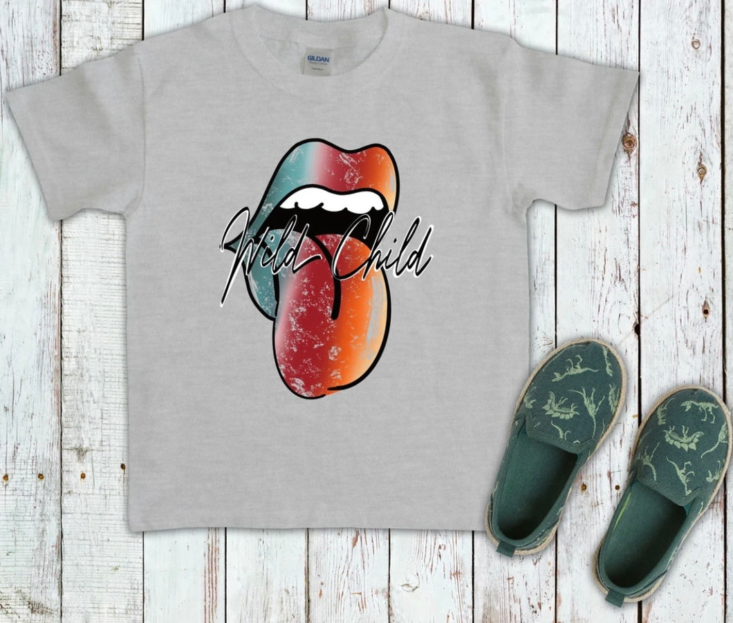 Kids Wild child rainbow tongue. Graphic T-shirt - Mavictoria Designs Hot Press Express