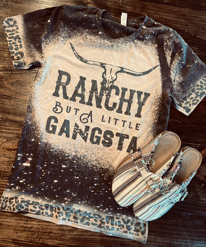 Ranchy but a little gangsta bleached trim charcoal bleached graphic tee - Mavictoria Designs Hot Press Express
