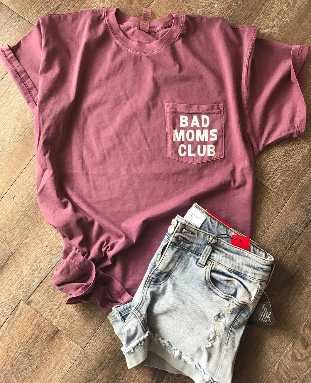 Bad Moms Club pocket tee  next level inspired dyes eggplant funny mom shirt motherhood Mother's Day gift - Mavictoria Designs Hot Press Express