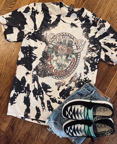 Can’t be Tamed bleached graphic tee - Mavictoria Designs Hot Press Express