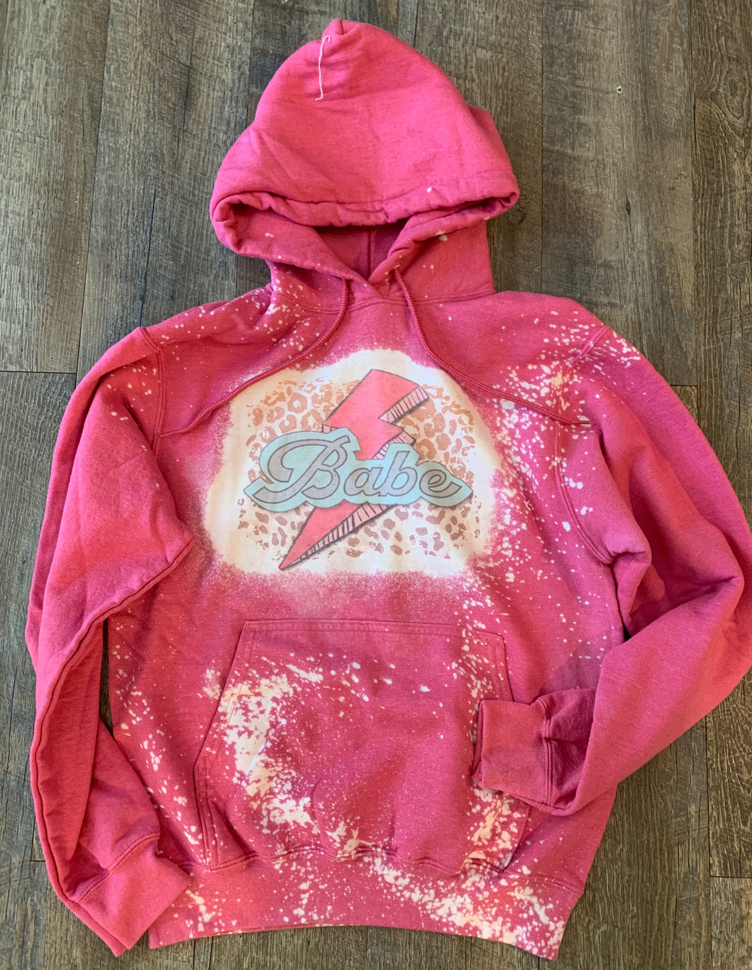 Pink bleached babe hoodie. Graphic Tee or Hoodie. - Mavictoria Designs Hot Press Express