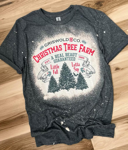 Griswold Co. Christmas tree farm bleached graphic tee - Mavictoria Designs Hot Press Express