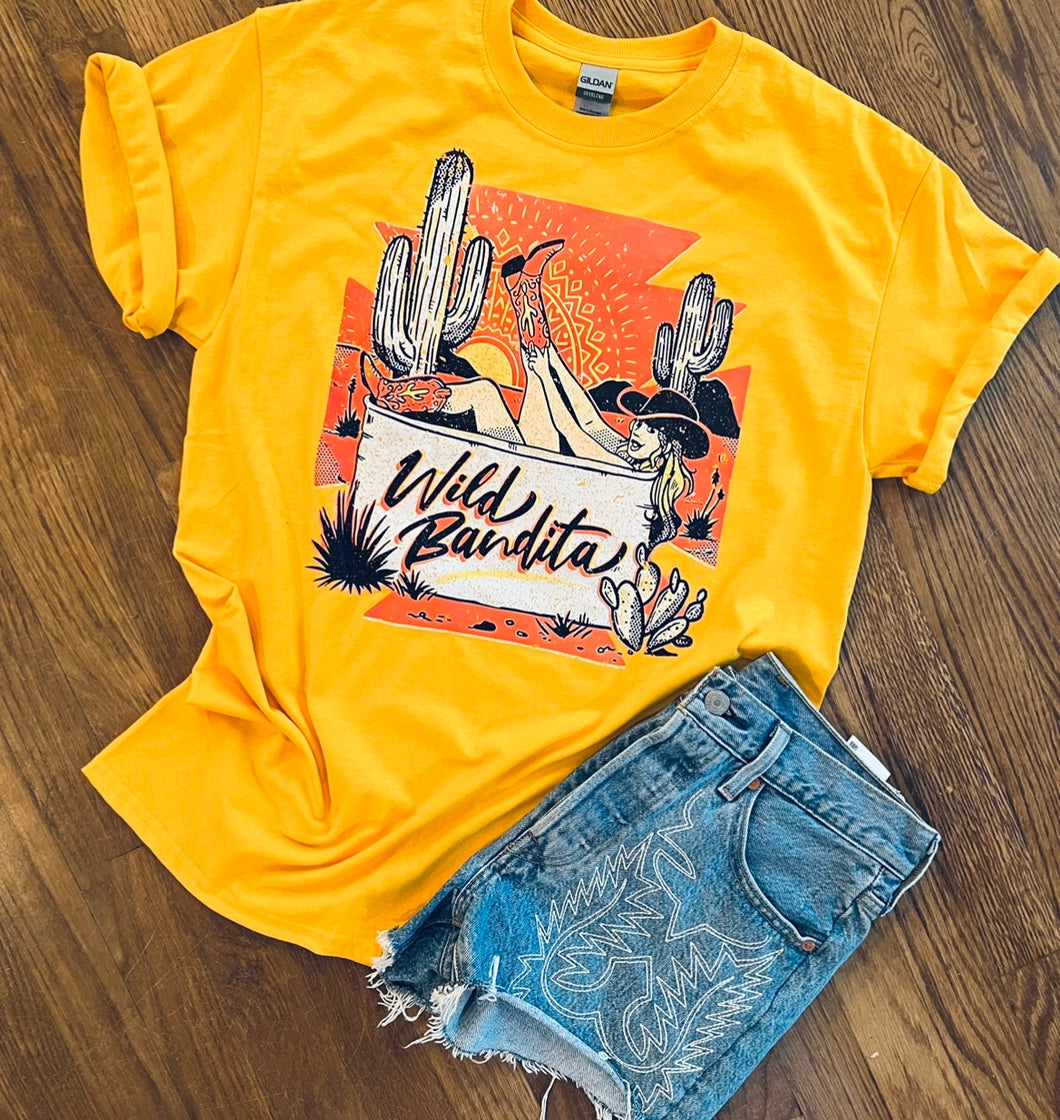 Wild bandita cowgirl graphic tee - Mavictoria Designs Hot Press Express