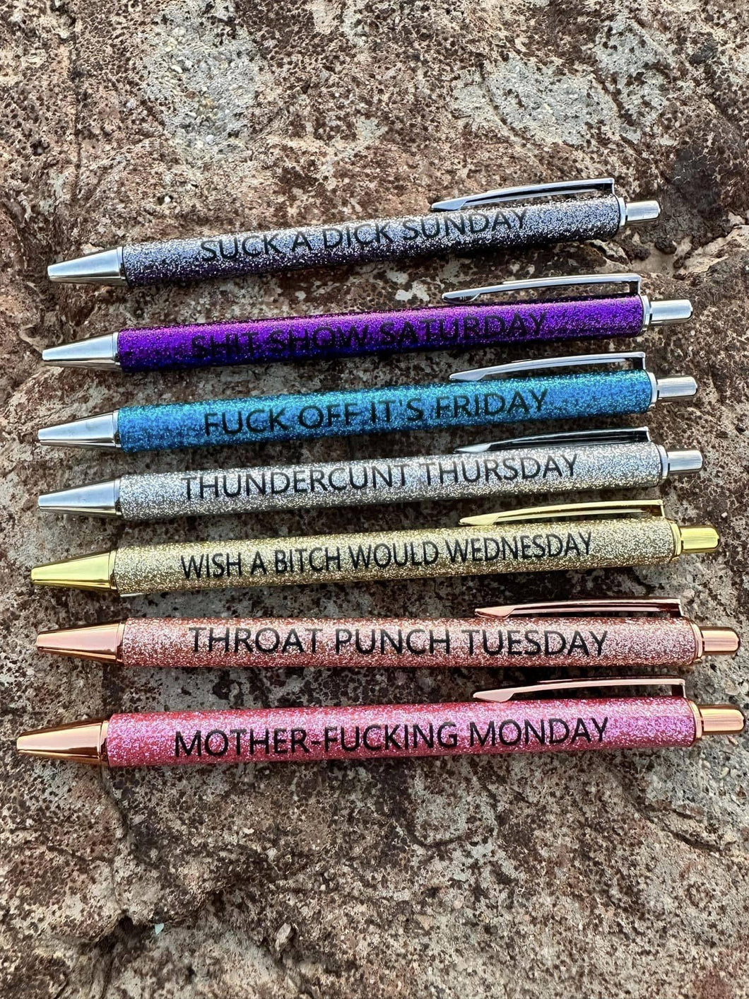 Vulgar day of the week glitter ball point pen set 1.0mm