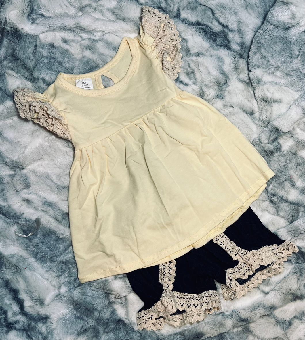 Preorder Ruffle Faux Denim Shorts Set - Mavictoria Designs Hot Press Express